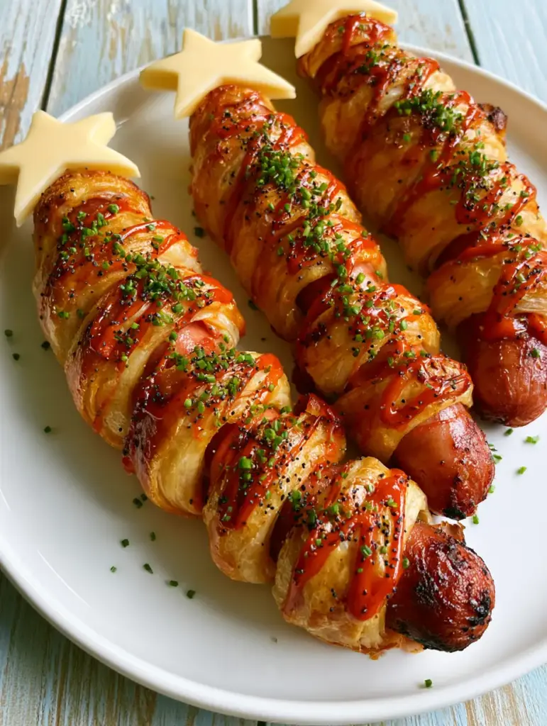 Firecracker Hot Dogs Recipe: The Ultimate Festive Summer BBQ Showstopper 1 Close up of the star-shaped white cheddar cheese and the poppy seed garnish on the Firecracker Hot Dogs Recipe.