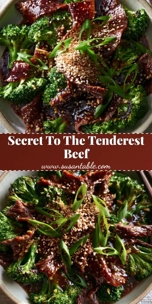 A premium grey ceramic bowl of beef and broccoli stir fry with mahogany glaze, sesame seeds, and scallions on a linen surface. (beef and broccoli)