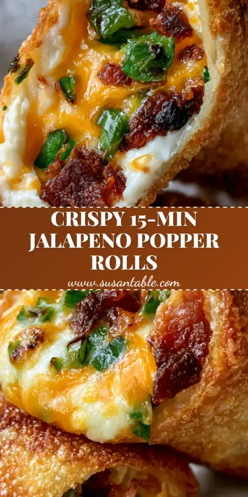 A close-up of crispy, air-fried Jalapeno Popper Egg Rolls sliced diagonally to show the molten cream cheese and orange cheddar interior with charred jalapenos. (Jalapeno Popper Egg Rolls)