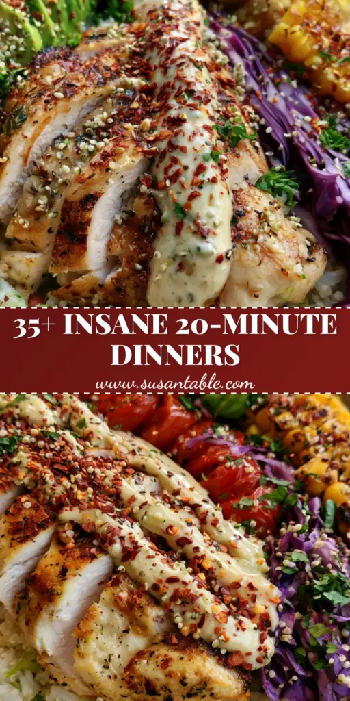 Healthy dinner ideas: The Ultimate Lemon-Herb Chicken and Tahini Grain Bowl 3 A vibrant healthy dinner idea featuring seared chicken, quinoa, avocado, and charred corn in a ceramic bowl. (Healthy dinner ideas)