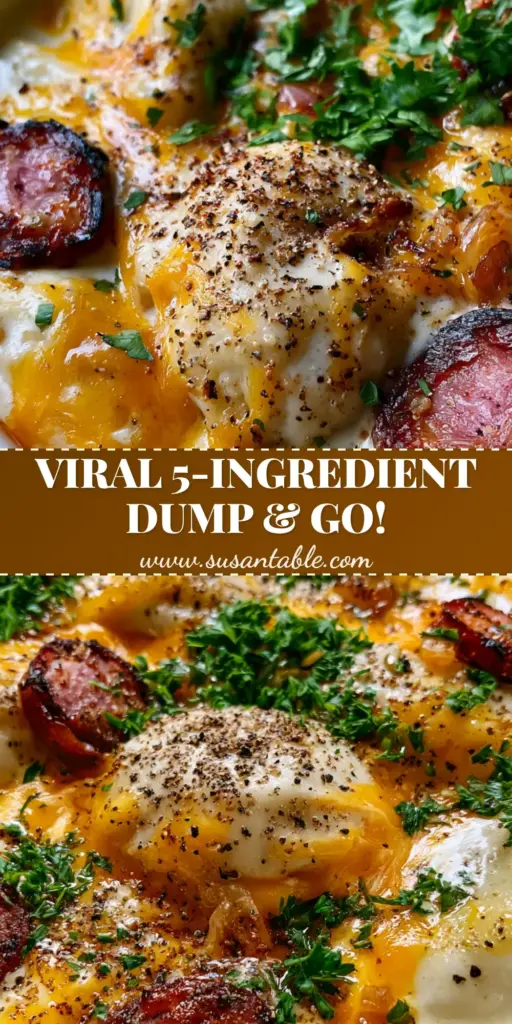 Crockpot Pierogi Casserole: The Ultimate Cheesy Comfort Food Recipe 3 A close-up of a white ceramic dish containing Crockpot Pierogi Casserole with melted cheddar cheese pulls, charred kielbasa, and fresh parsley garnish.
