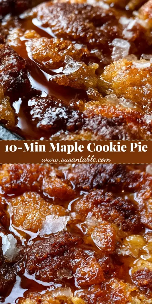 Brown Sugar Maple Cookie Pie: The Ultimate Gooey Skillet Dessert 4 A deep-dish brown sugar maple cookie pie in a cast iron skillet with gooey center and maple syrup drizzle.