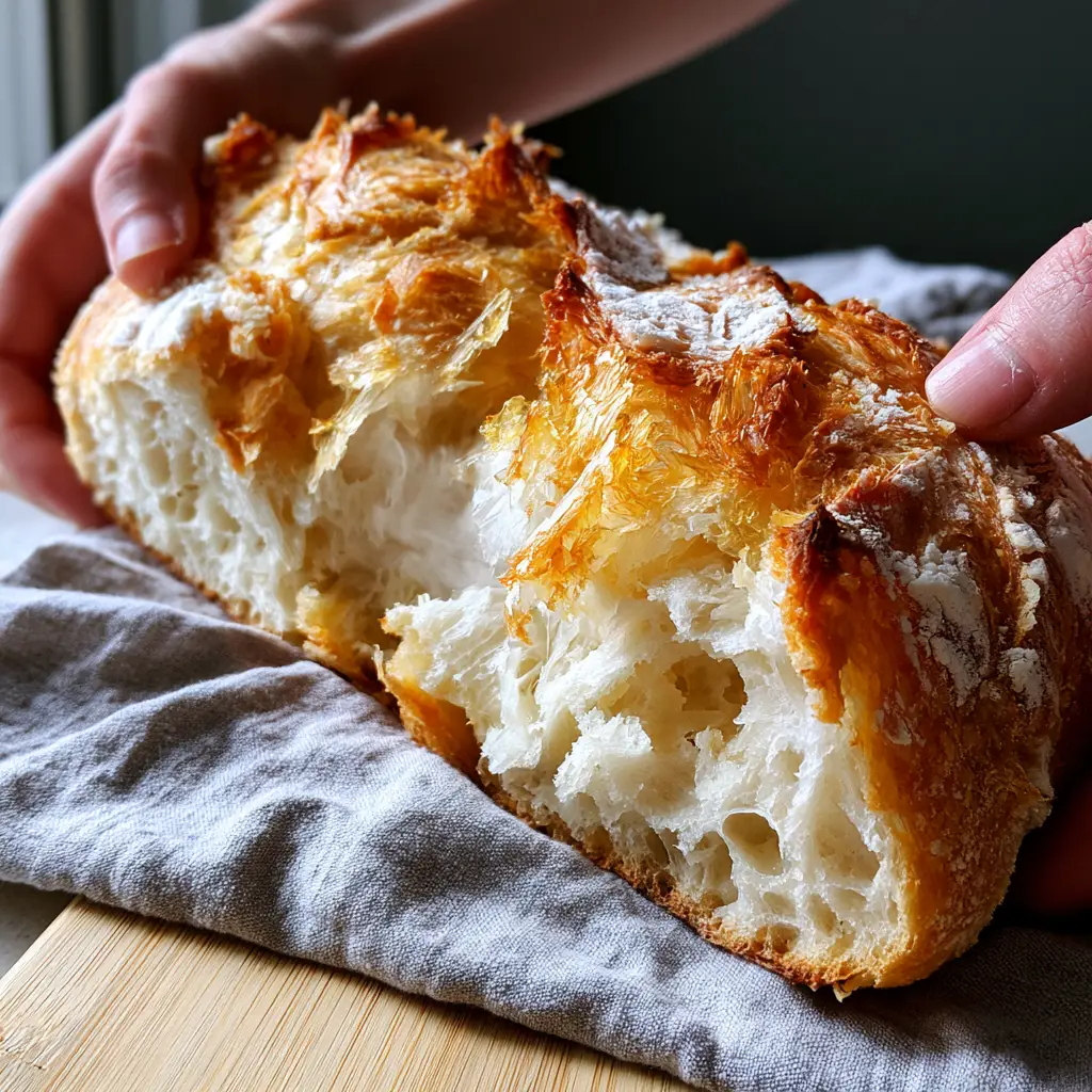 French bread on a grey linen napkin with rustic score marks and a light flour dusting in natural morning light.
