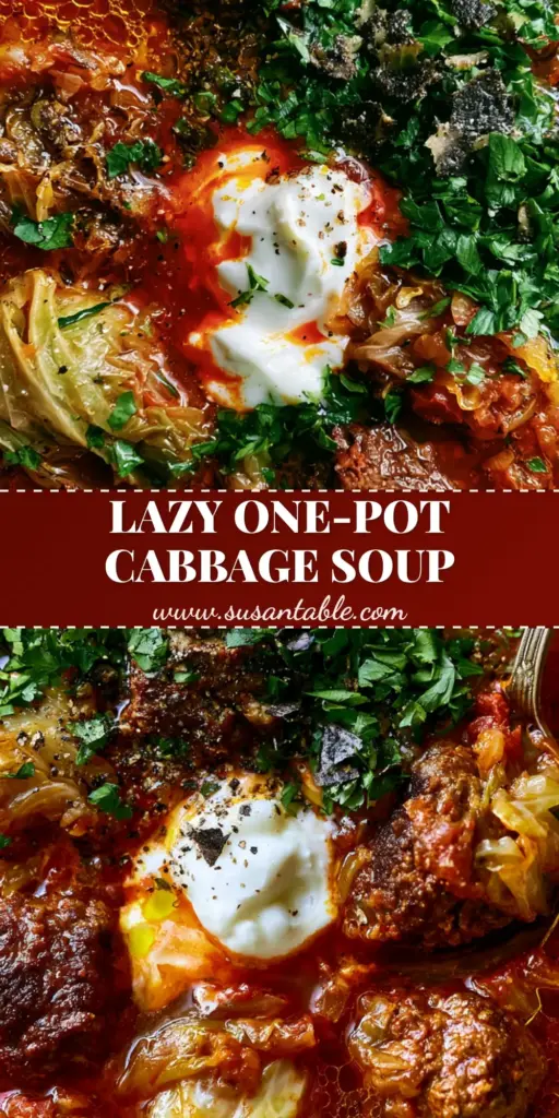 Unstuffed Cabbage Roll Soup: A Rich and Savory One-Pot Comfort Meal 4 A rustic bowl of unstuffed cabbage roll soup with a dollop of sour cream and fresh parsley. (unstuffed cabbage roll soup)