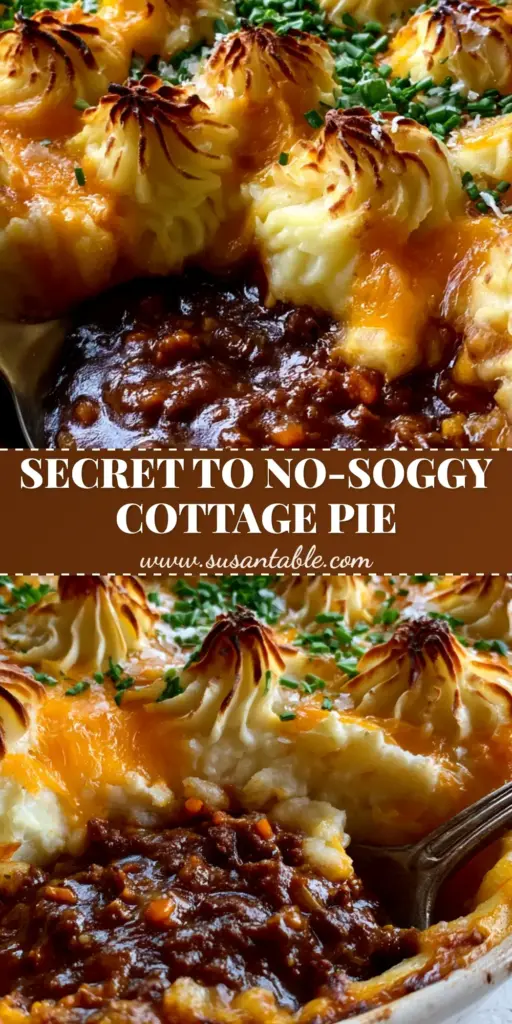 Potato topped beef pie with Glossy Mahogany Gravy and Cheddar Peaks 4 A gourmet Potato topped beef pie in a white dish with high golden potato peaks and melted cheddar cheese.