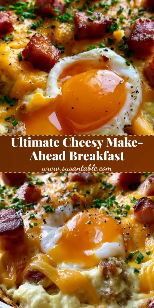 Mountain Man Crock Pot Breakfast: The Ultimate Crispy & Cheesy Morning Feast 3 A rustic Mountain Man Crock Pot Breakfast in a white ceramic dish featuring molten cheese, seared ham, and a runny orange egg yolk.