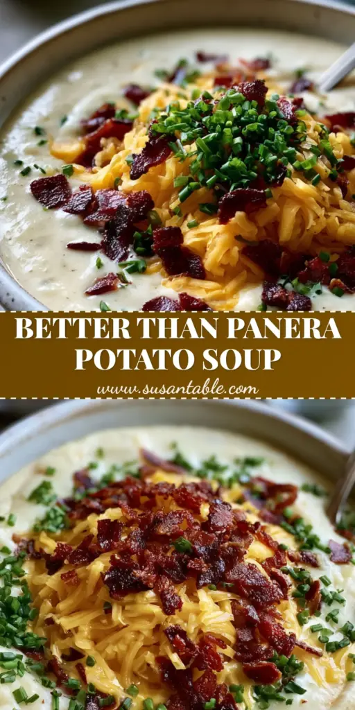 Homemade Potato Soup: The Creamiest Loaded Comfort Bowl 3 A rustic white bowl of homemade potato soup with a dense center pile of melted yellow cheddar, crispy bacon, and green chives.