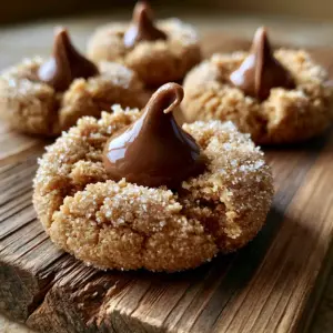 Handheld smartphone photo of a soft, chewy peanut butter blossom cookie showing the moist crumb and sugar coating. (Peanut butter blossoms)