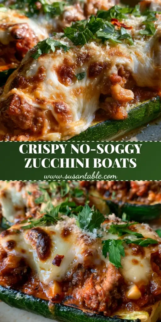 Three Italian stuffed zucchini boats on a rustic plate, topped with bubbling mozzarella cheese and fresh parsley. (Italian stuffed zucchini)