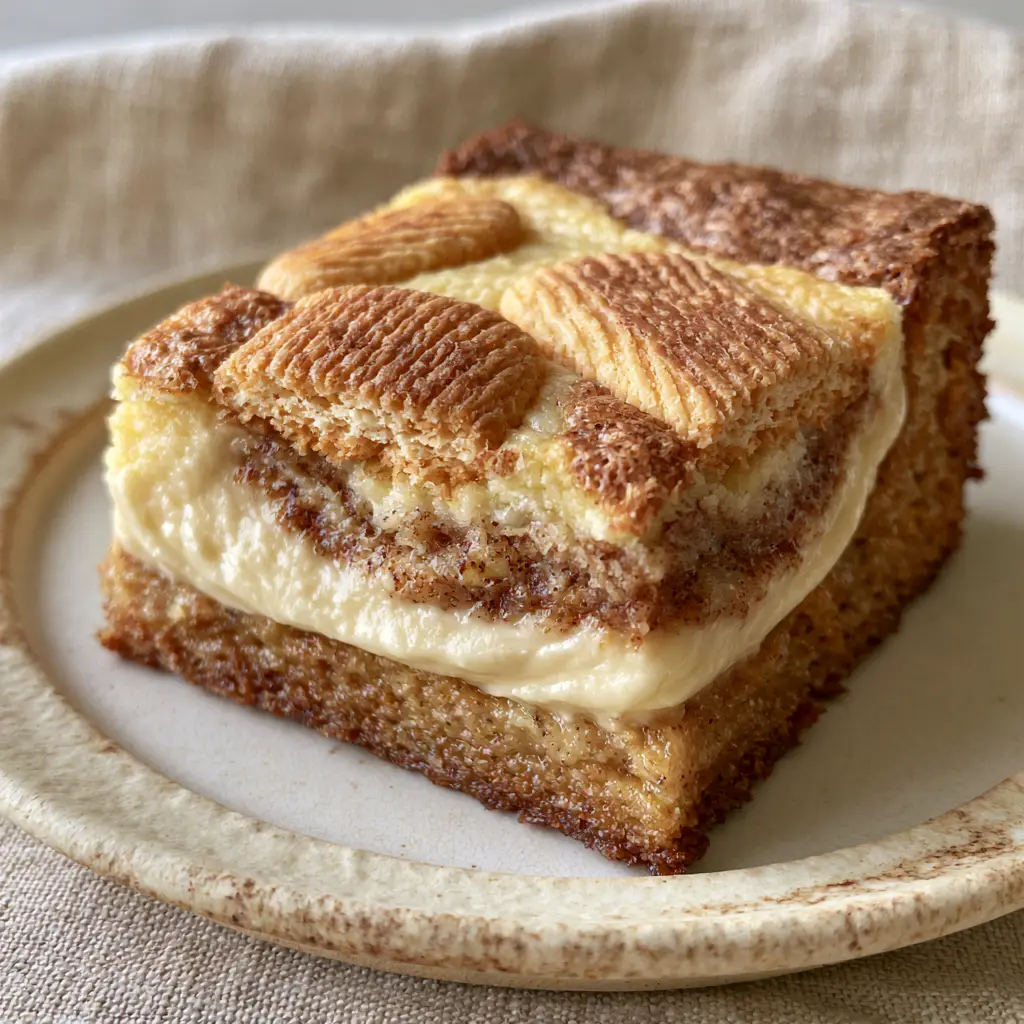 banana pudding brownies: The Ultimate Chewy & Velvety Dessert Bars 1 Bird's eye view of banana pudding brownies in a pan with toasted Nilla wafer cookies pressed into the surface.