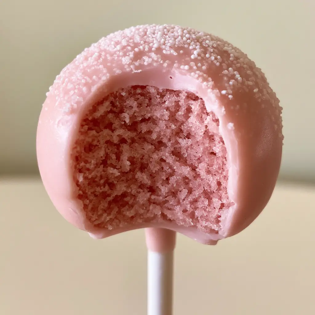 Perfect Cake Pops: The Ultimate Starbucks-Style Pink Vanilla Recipe 2 A smooth, light pink cake pop held upright against a neutral background. (perfect cake pops)