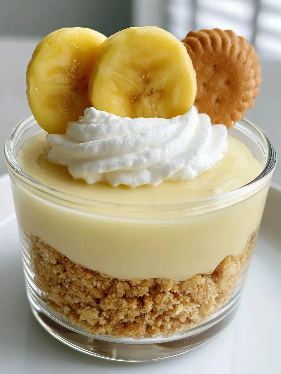 Close-up of the smooth pastel-yellow banana cream cheese filling and golden crust layers. (Mini Banana Pudding Cheesecakes)