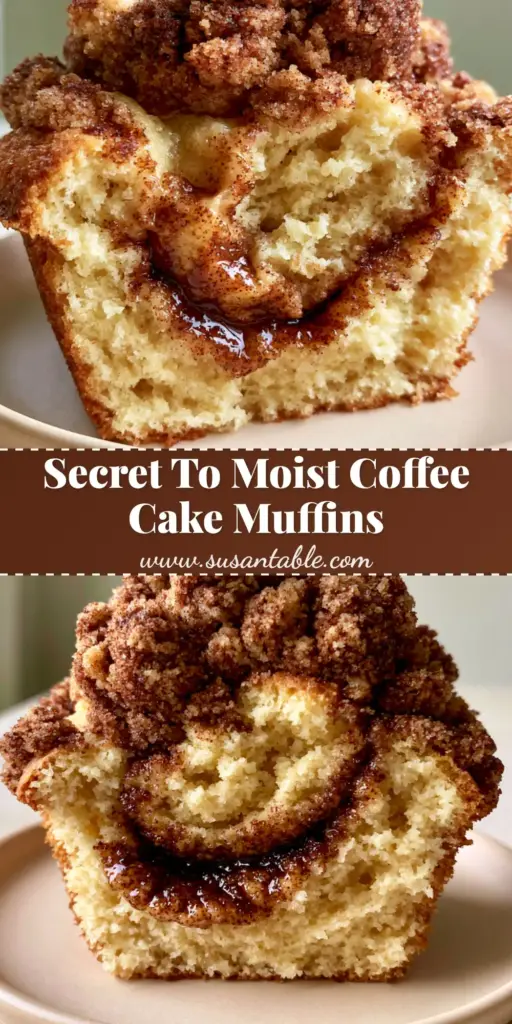 Coffee Cake Muffins with Towering Cinnamon Streusel 3 A close-up vertical shot of a coffee cake muffin showing the towering chunky cinnamon streusel topping and moist golden crumb.