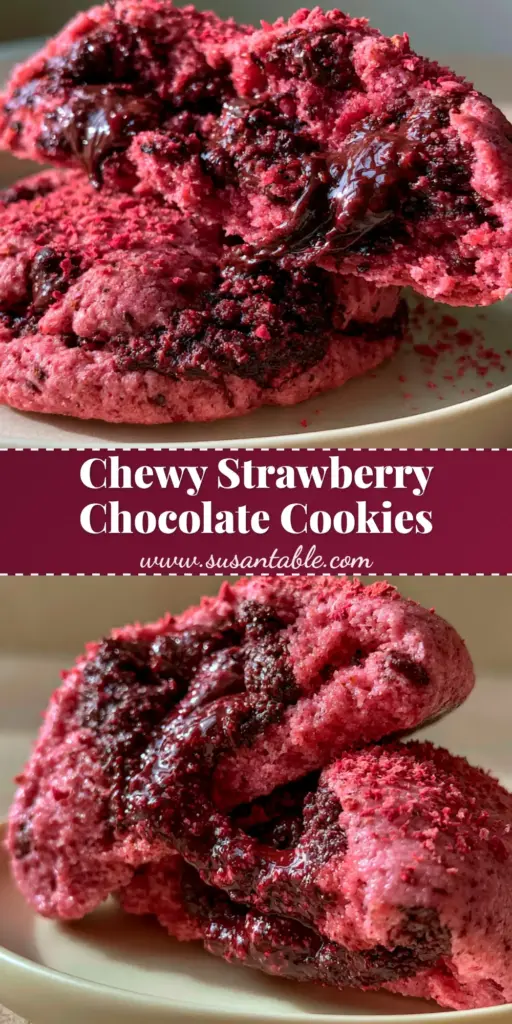 Strawberry Chocolate Chip Cake Mix Cookies: The Ultimate Gooey Pink Treat 3 A tall stack of Strawberry Chocolate Chip Cake Mix Cookies showing vibrant pink dough and melted chocolate chips.