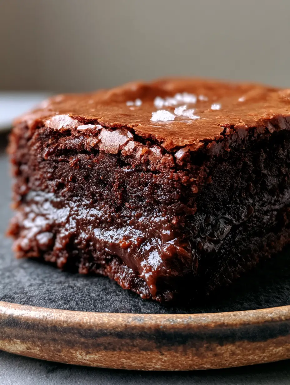 Brownie Recipes: The Secret to Fudgy Crinkle-Top Brownies 3 Macro shot of sliced brownie recipes revealing a dense, dark fudgy center and shiny sugar crust.