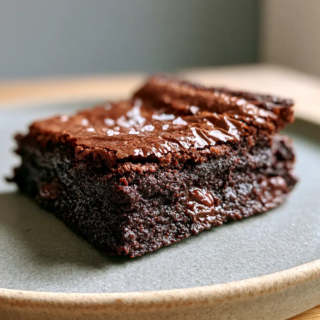 Receita de Brownie: O Segredo do Brownie Perfeito com Casquinha e Interior Fudgy 1 Visão aproximada da superfície brilhante e com rachaduras finas do brownie caseiro.