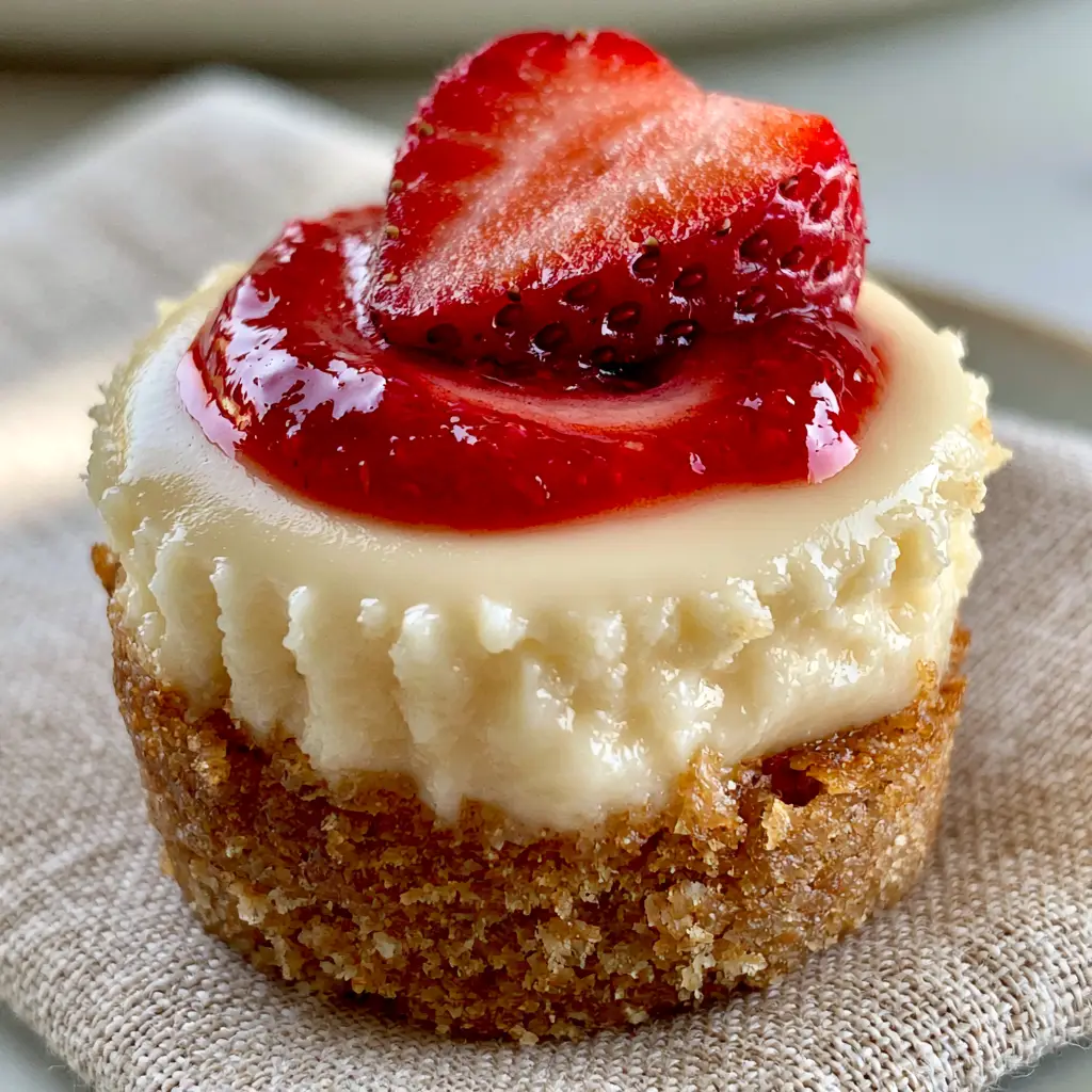 Macro shot of a cheesecake cupcake showing the thick toasted graham cracker crust and dense ivory filling. (cheesecake cupcakes)
