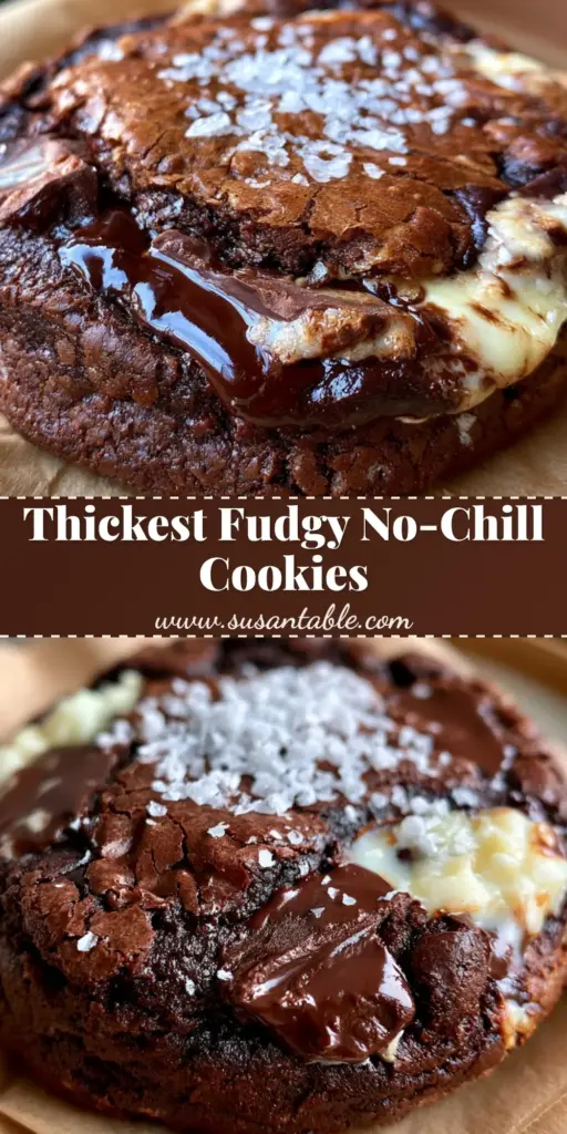 Triple chocolate cookies: The Ultimate Fudgy Bakery-Style Recipe 3 A close-up view of Triple chocolate cookies with dark chocolate pools and white chocolate pockets on brown parchment paper.
