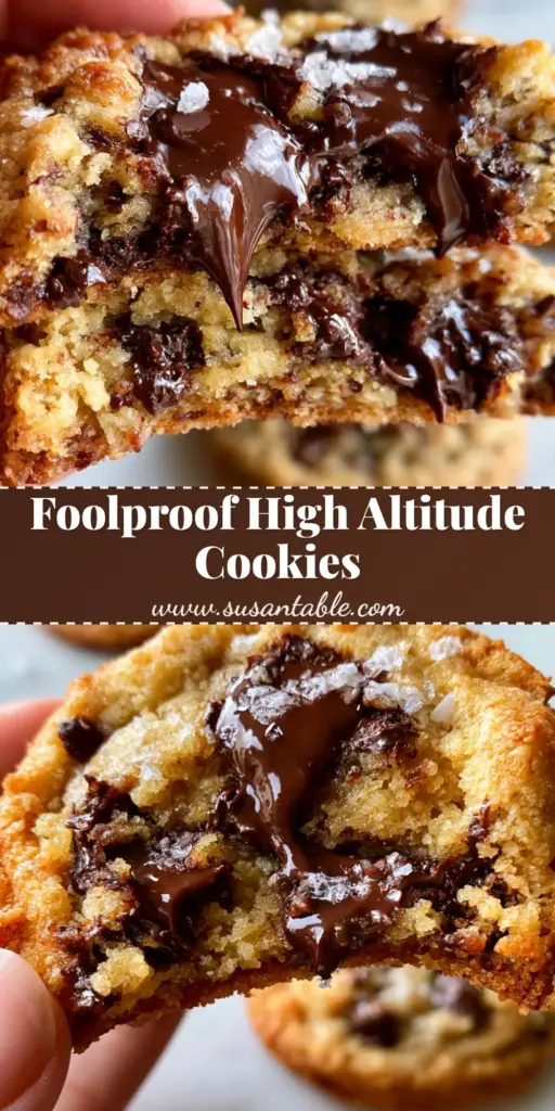 High Altitude Chocolate Chip Cookie Recipe: The Ultimate Gooey Guide 4 A close-up shot of a high altitude chocolate chip cookie featuring melted dark chocolate pools and flaky sea salt. (high altitude chocolate chip cookie recipe)