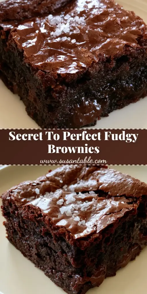 brownie recipe for Ultra-Fudgy Dark Chocolate Brownies 3 A close-up shot of a thick fudgy chocolate brownie with a shiny crinkled meringue crust and a sprinkle of flaky sea salt. (brownie recipe)