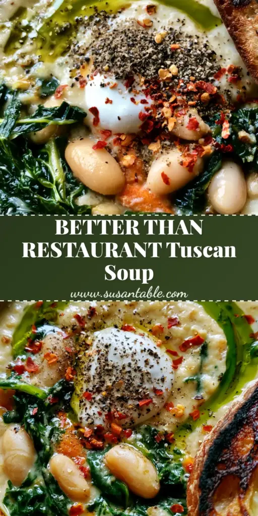 Tuscan white bean soup with Creamy Kale and Garlic Sourdough 4 Overhead shot of Tuscan white bean soup in a ceramic bowl with kale ribbons, cream dollop, and garlic sourdough bread.