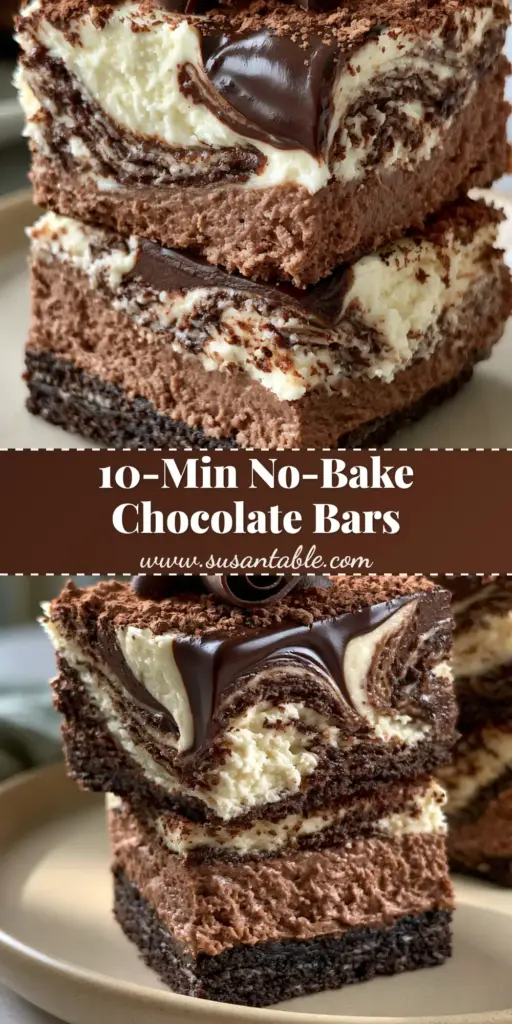 Chocolate Cheesecake Bars with a Marbled Dark Chocolate Swirl 3 Stacked chocolate cheesecake bars on a beige plate featuring a thick Oreo crust and marbled dark chocolate swirl.