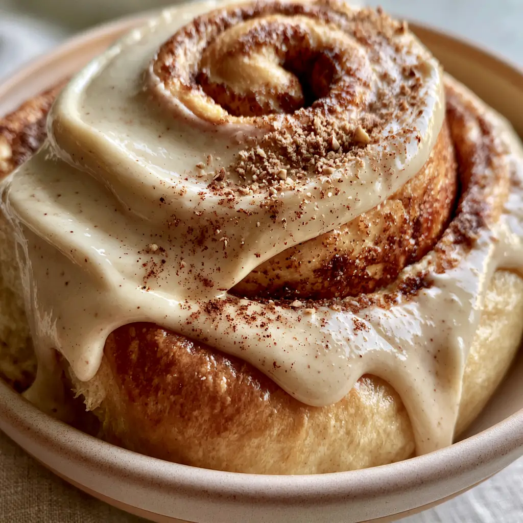 Top-down extreme close-up of spiraled brioche dough layers and caramelized cinnamon sugar. (brown butter cinnamon rolls)