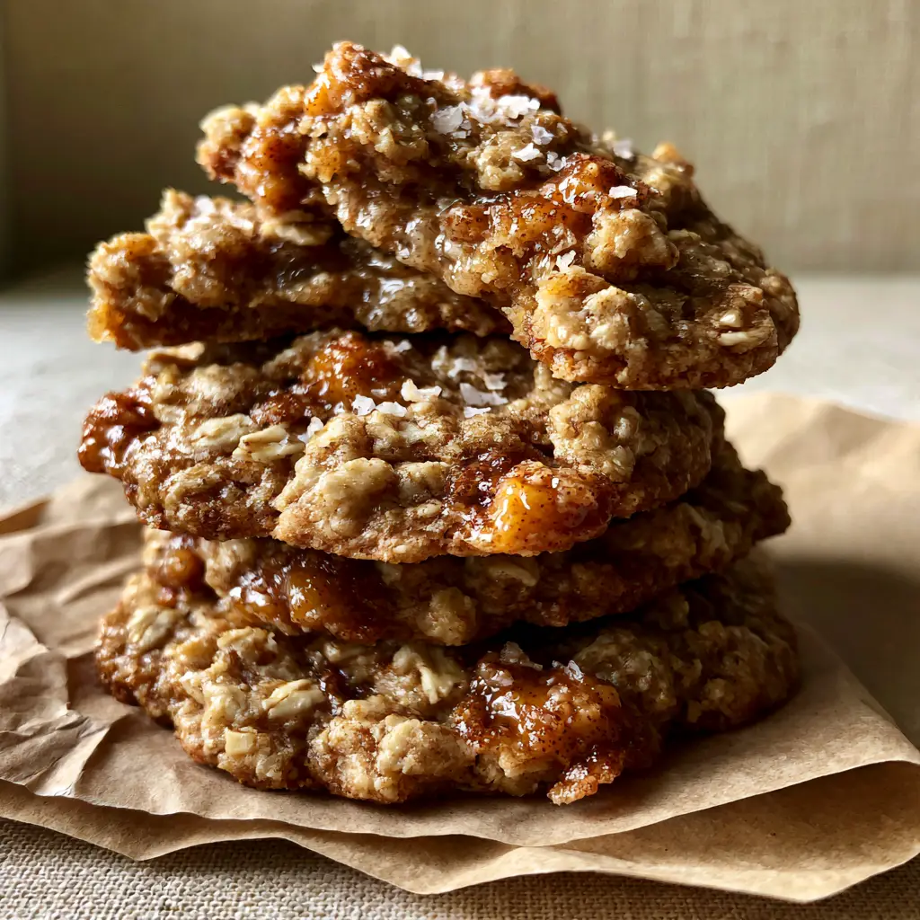 Oatmeal Cinnamon Chip Cookies: The Ultimate Thick and Chewy Recipe 1 A broken Oatmeal Cinnamon Chip Cookie revealing a warm, gooey soft-baked center.